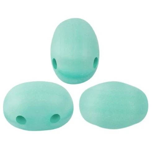 7x5mm Glass beads Samos® by Puca® Blue Green Opal Mat x10g