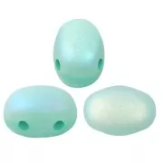 7x5mm Glass beads Samos® by Puca® Blue Green Opal Mat AB x10g
