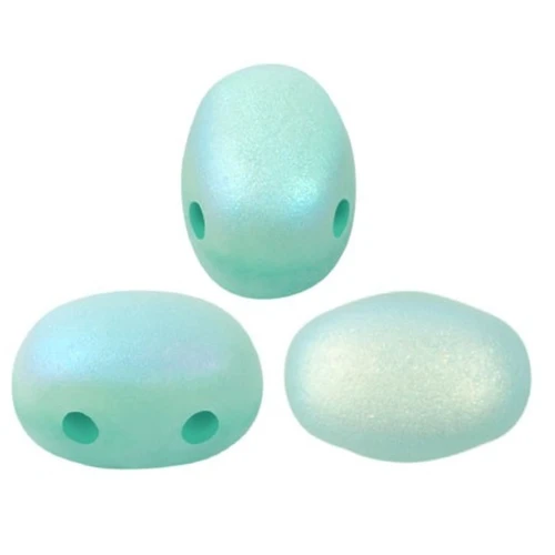 7x5mm Glass beads Samos® by Puca® Blue Green Opal Mat AB x10g