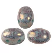 7x5mm Glass beads Samos® by Puca® Blue Green Opal Bronze x10g