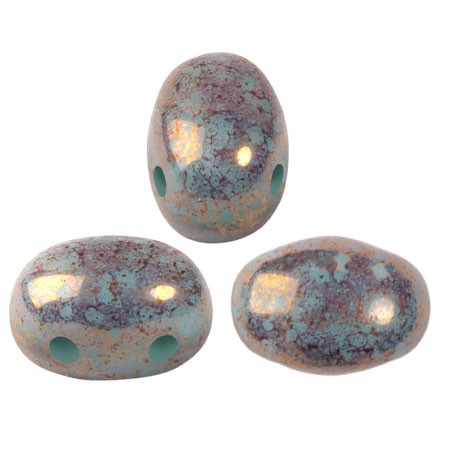 7x5mm Glass beads Samos® by Puca® Blue Green Opal Bronze x10g