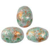 7x5mm Glass beads Samos® by Puca® Blue Green Opal Tweedy x10g|raw }}