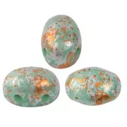 7x5mm Glass beads Samos® by Puca® Blue Green Opal Tweedy x10g