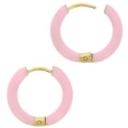 17mm 304L st. steel round hoop earrings - epoxy resin - Light pink x2|raw }}