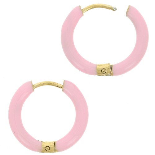 17mm 304L st. steel round hoop earrings - epoxy resin - Light pink x2