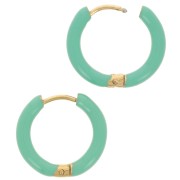 17mm 304L st. steel round hoop earrings - epoxy resin - Turquoise green x2|raw }}