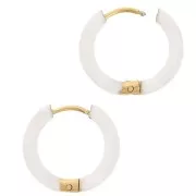 17.5 mm Round Hoop Earrings with Epoxy Resin - Gold-Plated 304 Stainless Steel - White (2-Pack)