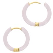 17mm 304L st. steel round hoop earrings - epoxy resin - Lilac x2|raw }}