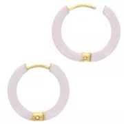 17mm 304L st. steel round hoop earrings - epoxy resin - Lilac x2