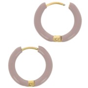 17mm 304L st. steel round hoop earrings - epoxy resin - Taupe x2|raw }}