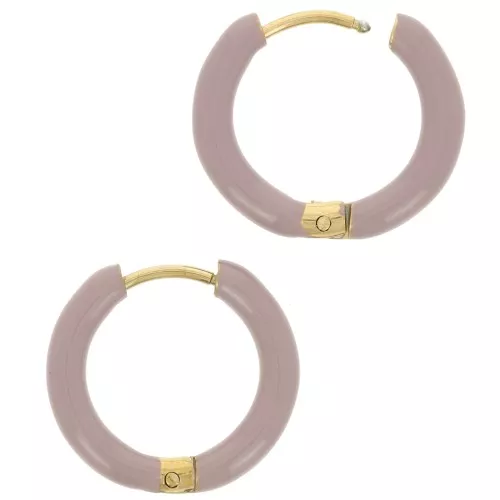 17mm 304L st. steel round hoop earrings - epoxy resin - Taupe x2