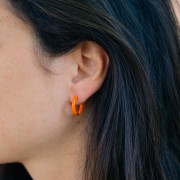 17.5mm Round Hoop Earrings with Epoxy Resin - 304 Stainless Steel in Gold, Copper, and Black x2