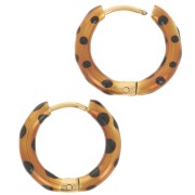 17mm 304L st. steel round hoop earrings - epoxy - Gold - Copper with dots x2|raw }}