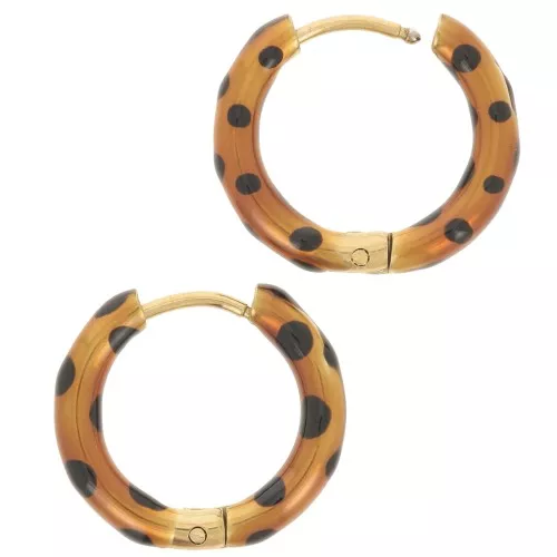 17mm 304L st. steel round hoop earrings - epoxy - Gold - Copper with dots x2