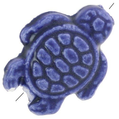 19x15mm Ceramic Turtle Bead - Dark Blue x1