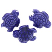 19x15mm Ceramic Turtle Bead - Dark Blue x1