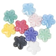 12mm Ceramic flower beads - Multicolored x10|raw }}