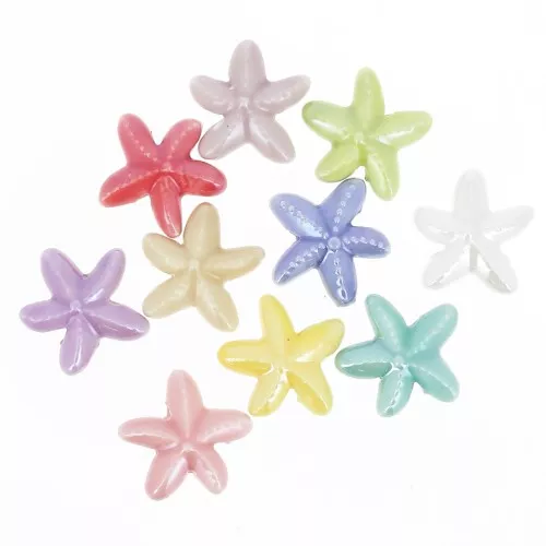 18mm Ceramic starfish beads - Multicolored x10