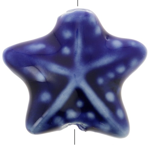 20mm Ceramic starfish bead - Navy blue x1