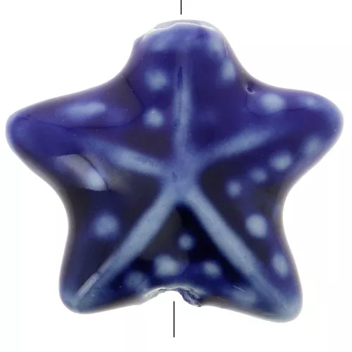 20mm Ceramic starfish bead - Navy blue x1