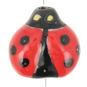 16mm Ceramic ladybug bead - Red - Black x1|raw }}
