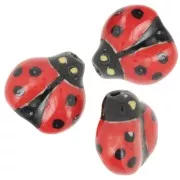 16mm Ceramic ladybug bead - Red - Black x1