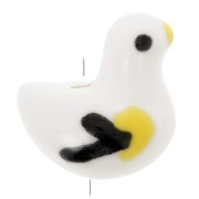 17.5x16mm Bird bead - pigeon - ceramic - White x1