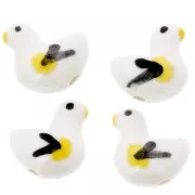 17.5x16mm Bird bead - pigeon - ceramic - White x1