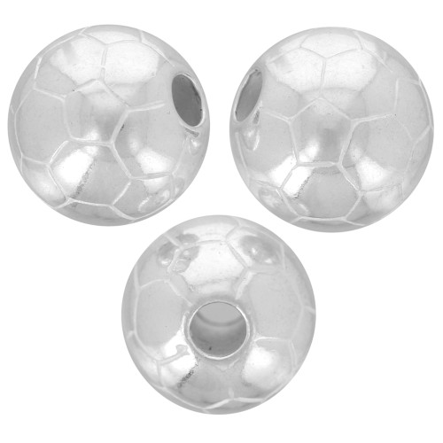 9mm Round bead - football - Silver plated x1