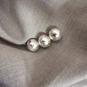 9mm Round bead - football - Silver plated x1