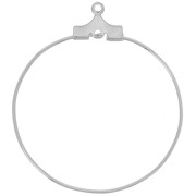 Base for earring hoops to decorate 30 mm with one hole - silver tone x2|raw }}