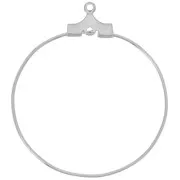 Base for earring hoops to decorate 30 mm with one hole - silver tone x2