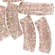 Curved tube beads 35x11 mm transparent acrylic - Gris Pailleté multicolore x6