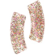 Curved tube beads 35x11 mm transparent acrylic - Gris Pailleté multicolore x6