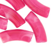 Curved tube beads 35x11 mm in transparent acrylic - Marbled Fuchsia x6