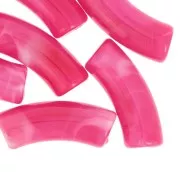 Curved tube beads 35x11 mm in transparent acrylic - Marbled Fuchsia x6