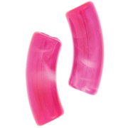 Curved tube beads 35x11 mm in transparent acrylic - Marbled Fuchsia x6