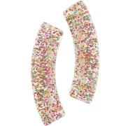 32x8mm Clear Acrylic Curved Tube Beads - Multicolored Glitter Grey x6