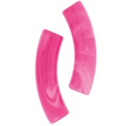 32x8 mm curved tube beads in translucent acrylic - Marbled Fuchsia x6