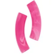 32x8mm Curved tube beads in opaue acrylic - Marbled Fuchsia x6