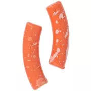 32x8mm Curved tube beads in opaque acrylic - Orange Mottled White x6