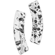 32x8mm Clear acrylic curved tube beads - Mottled Black x6