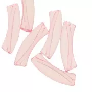 32x8mm Clear acrylic curved tube beads - Light pink x6