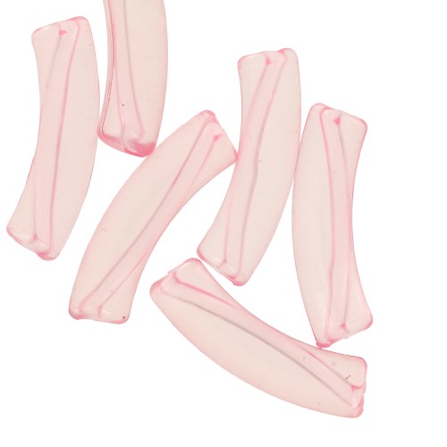 32x8mm Clear acrylic curved tube beads - Light pink x6