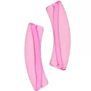 32x8mm Clear acrylic curved tube beads - Pink x6