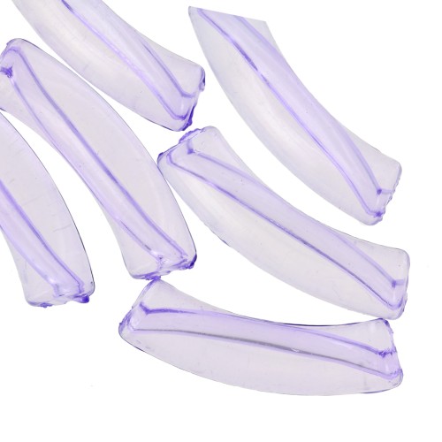 32x8mm Clear acrylic curved tube beads - Violet x6