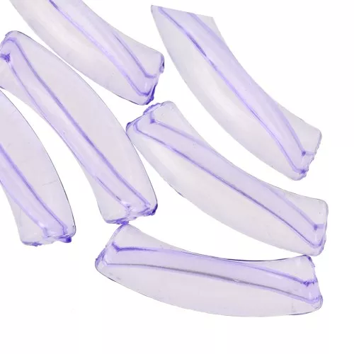 Clear acrylic 32x8 mm curved tube beads - Violet x6