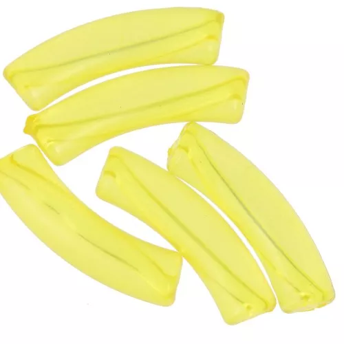 Clear acrylic 32x8 mm curved tube beads - Yellow x6