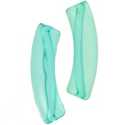 32x8mm Clear acrylic curved tube beads - Turquoise green x6