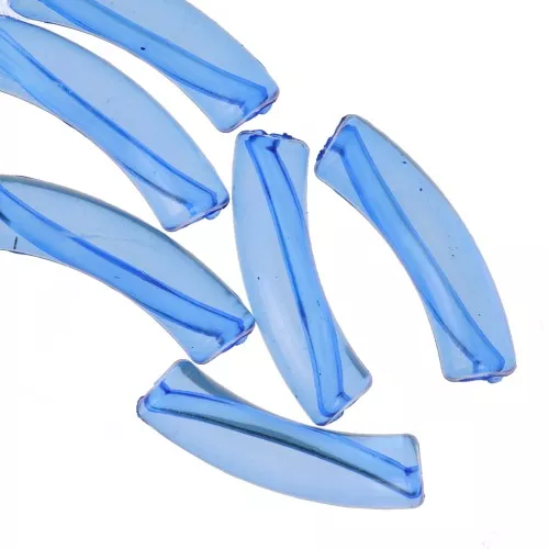 Clear acrylic 32x8 mm curved tube beads - Royal Blue x6
